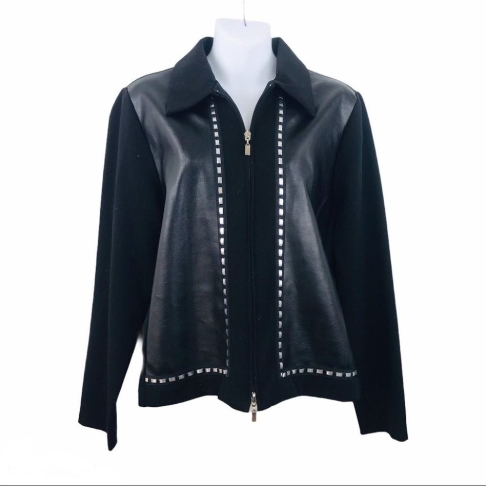 Vintage Selene black leather zip up jacket size M